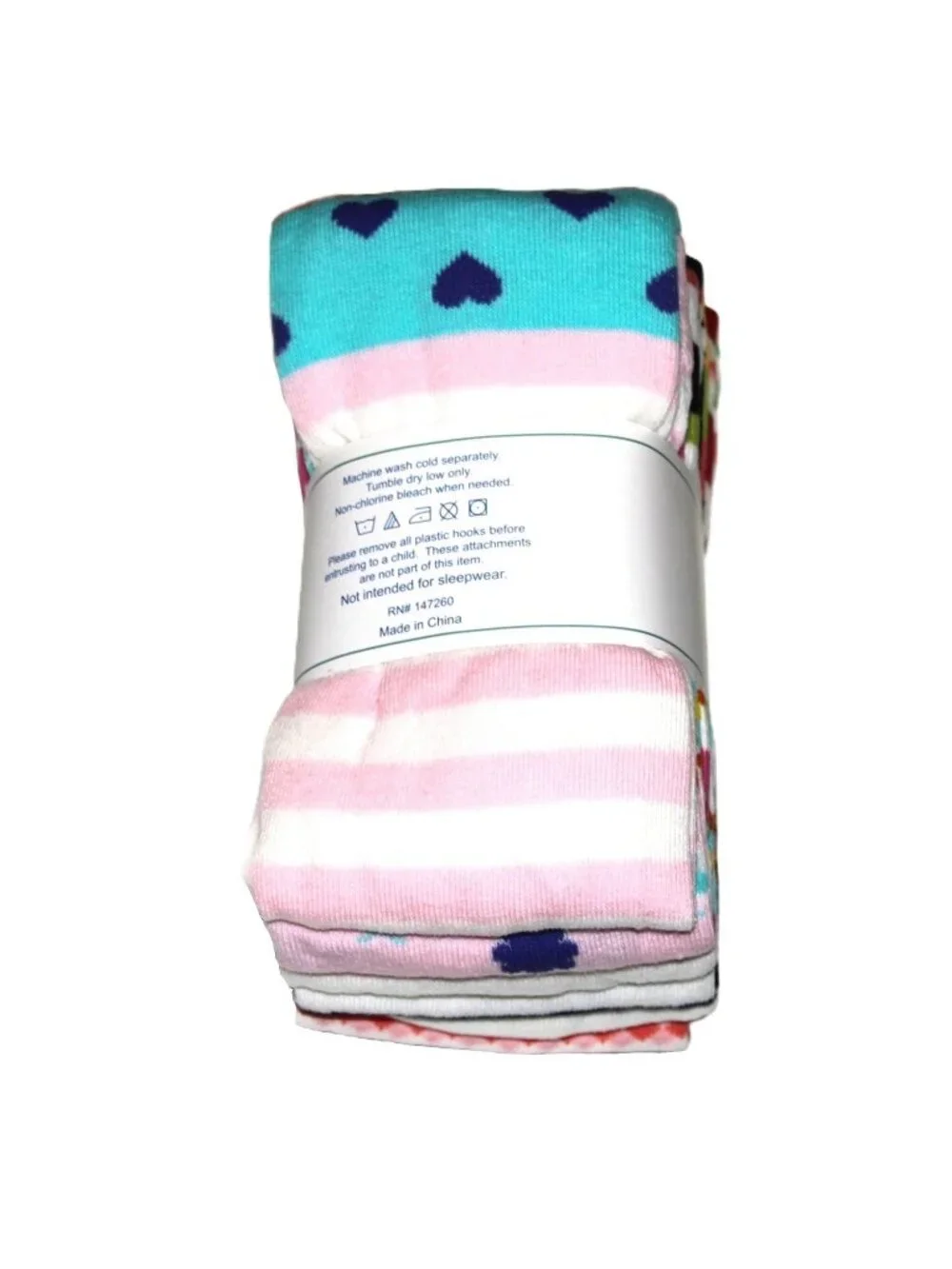 Little Girls Fashion Casual Cotton Tights 3 Pairs Stripes Hear Flowers 9-10